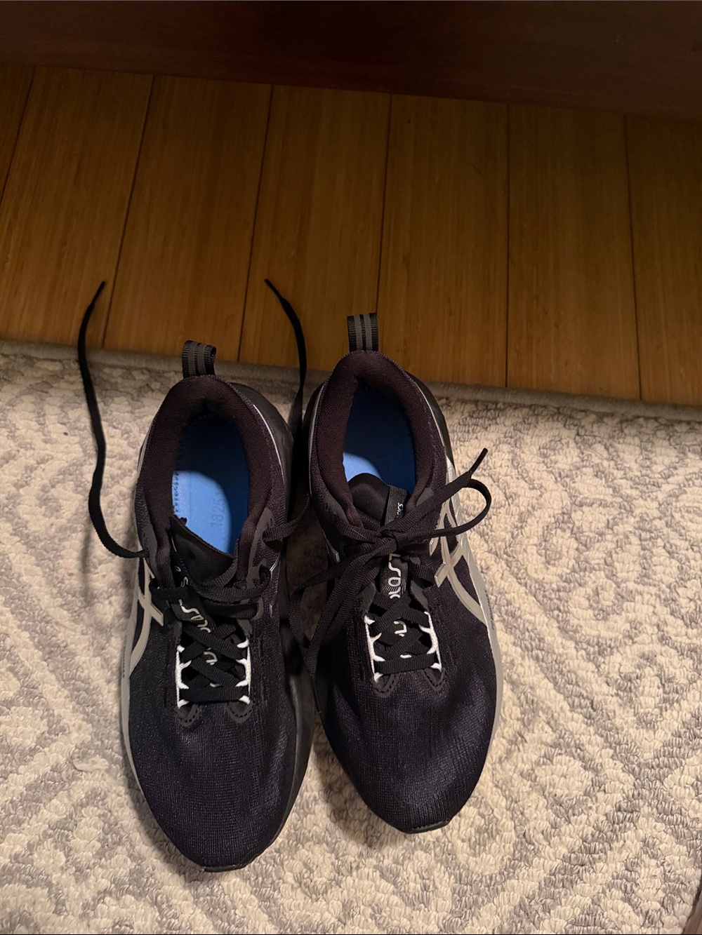 Asics Kids Black Sneakers with Blue Insole